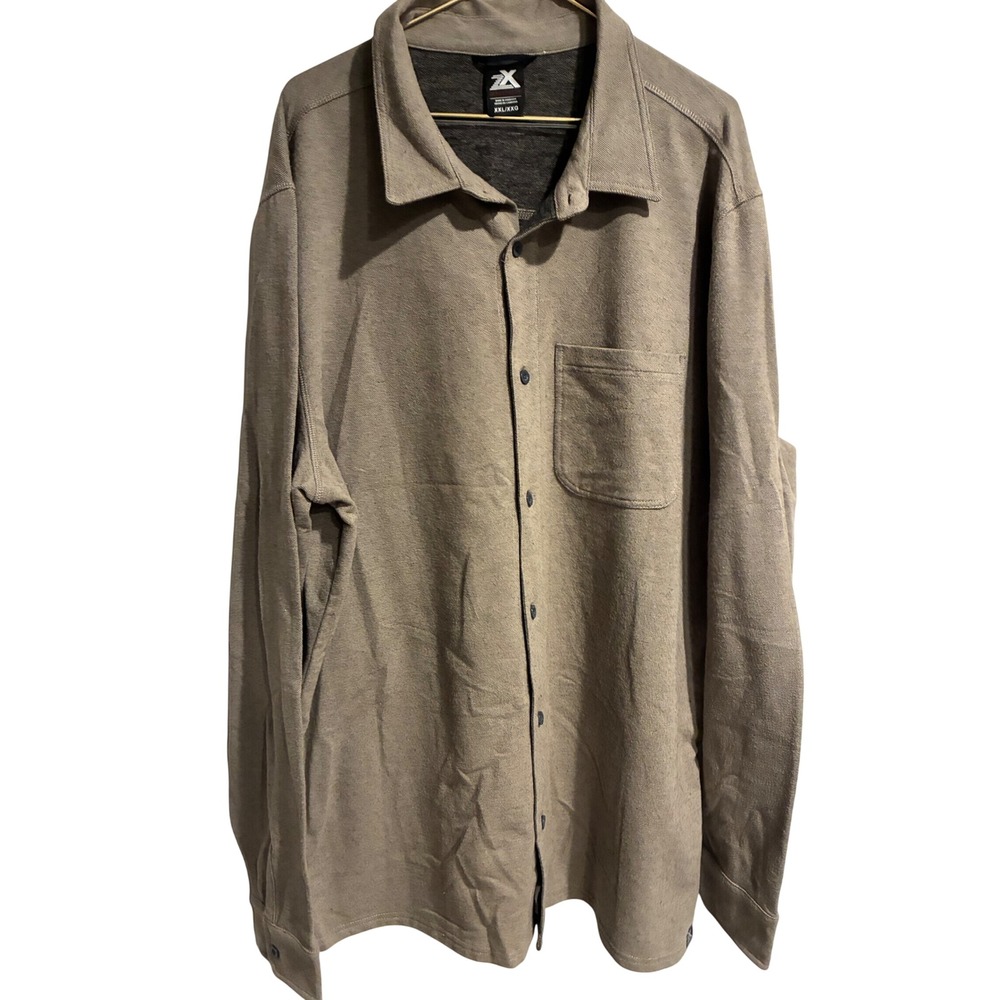 ZeroXposur Mens XXL Oak Brown Button Down Shirt Long Sleeve Shacket 153217